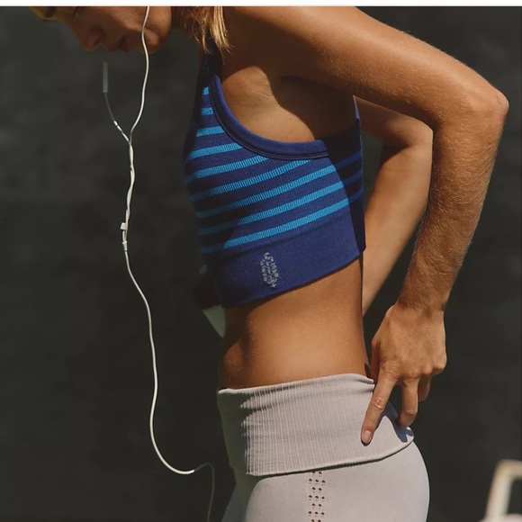 NWT FP Free People Movement Go To Striped Sports Bra Ribbed XL Black Grape Combo - Picture 7 of 7